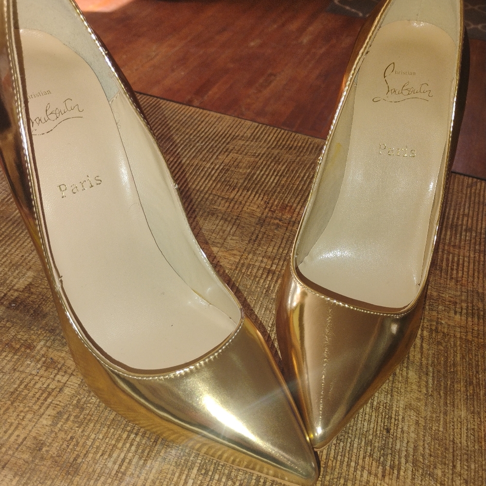 Christian Louboutin Gold Stiletto Heels